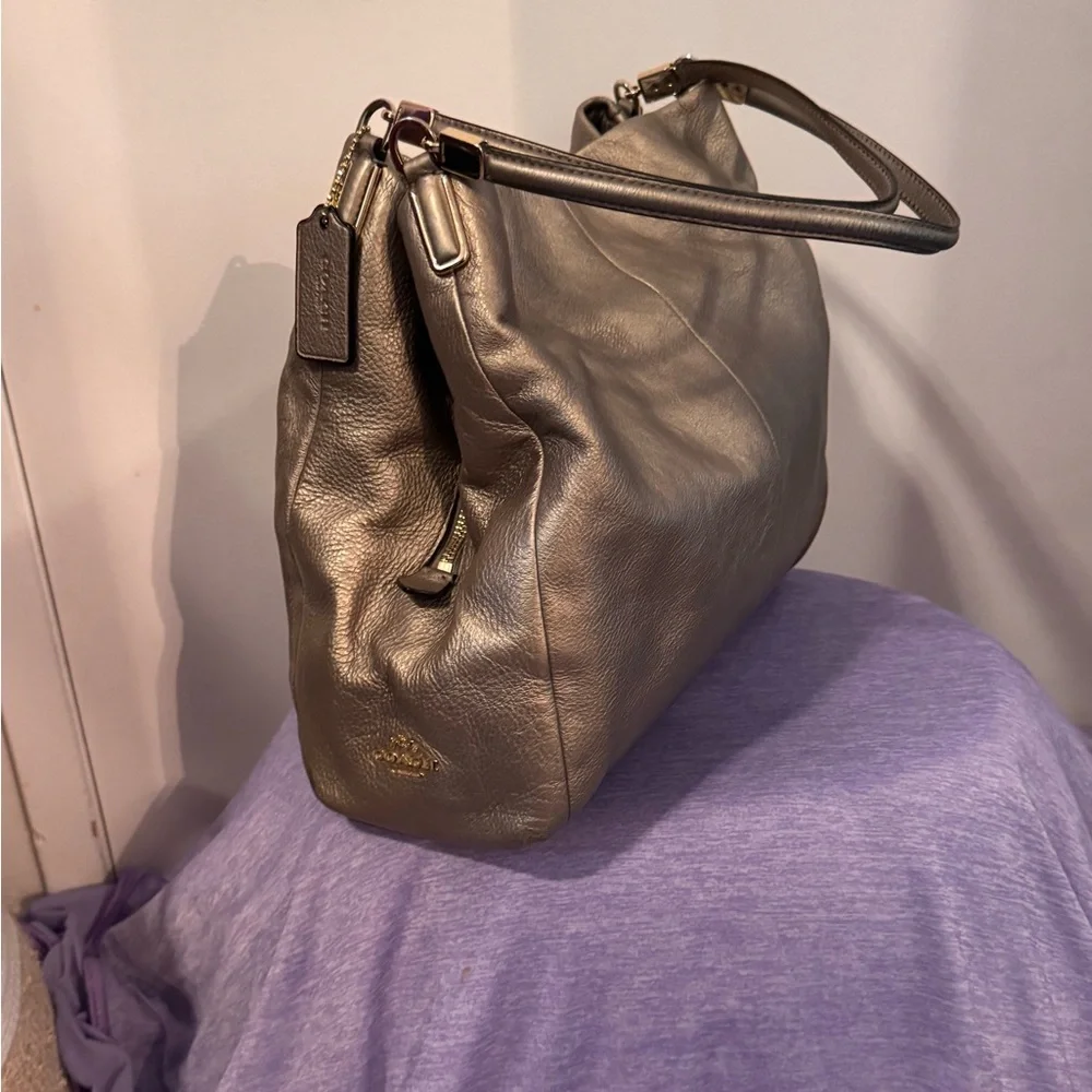 Coach Black and Cream Leather Hobo Bag
